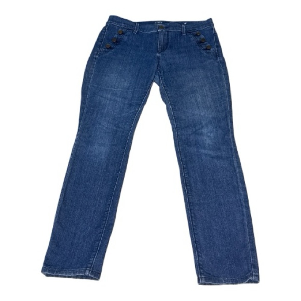 LOFT Modern Skinny Sailor Button Jeans Size 6 Dark Wash - Picture 3 of 8